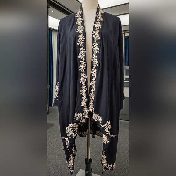 Sweaters - 165 Rise of Romance Embroidered Cardigan - Black & Ivory
